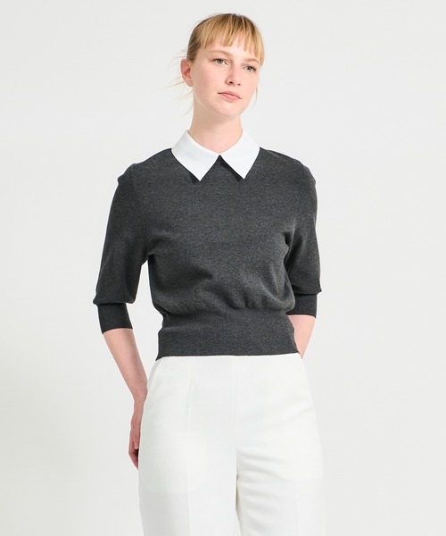 セール】ESTNATION / 2WAY 襟付きハーフスリーブ ニット《EXCLUSIVE