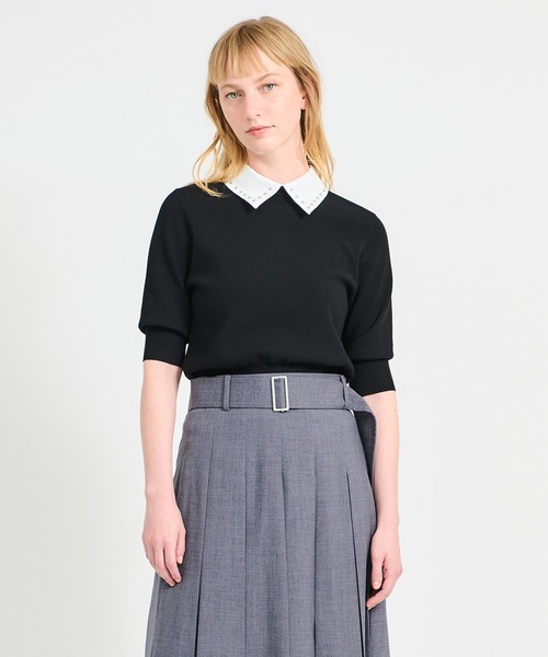 セール】ESTNATION / 2WAY 襟付きハーフスリーブ ニット《EXCLUSIVE