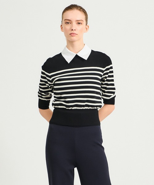 セール】ESTNATION / 2WAY 襟付きハーフスリーブ ニット《EXCLUSIVE