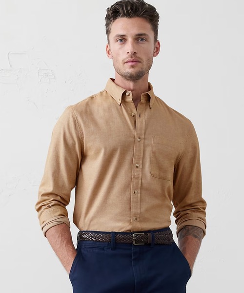 BANANA REPUBLIC FACTORY STORE(バナナリパブリック ファクトリーストア)の「BANANA REPUBLIC FACTORY STORE ライトウェイト フランネル シャツ(シャツ/ブラウス・メンズ・ベージュ/チャコールグレー/ネイビー/オレンジ/マルチ/カーキ/グレー・L/XL/M/S)」の3枚目の写真