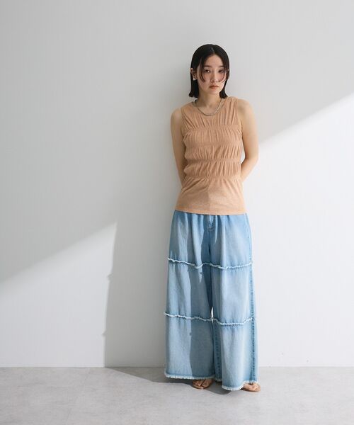 Petit fleur(プチフルール)の「・Petit Fleur シャーリングラメタンクトップ(タンクトップ・レディース・ベージュ/ゴールド/ホワイト/シルバー・FREE)」の12枚目の写真