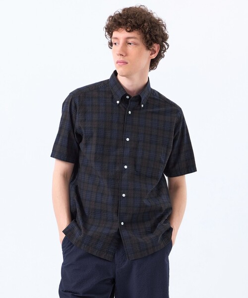 MACKINTOSH PHILOSOPHY(マッキントッシュ フィロソフィー)の「空羽サッカーチェック 半袖ボタンダウンシャツ(シャツ/ブラウス・メンズ・チャコールグレー/ブルー系その他7・38/40)」の7枚目の写真