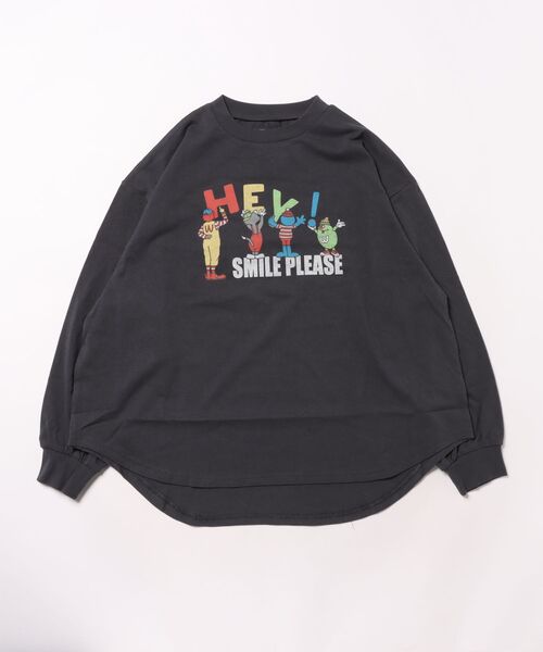 Ocean&Ground（オーシャン&グラウンド）の「Jr.SMILE PLEASEﾌﾟﾘﾝﾄTｼｬﾂ（Tシャツ/カットソー・キッズ・キナリ/オリーブ/ブラック・160/150）」の2枚目の写真