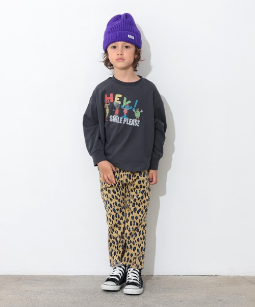 Ocean&Ground（オーシャン&グラウンド）の「Jr.SMILE PLEASEﾌﾟﾘﾝﾄTｼｬﾂ（Tシャツ/カットソー・キッズ・キナリ/オリーブ/ブラック・160/150）」の4枚目の写真