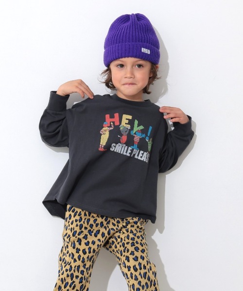 Ocean&Ground（オーシャン&グラウンド）の「Jr.SMILE PLEASEﾌﾟﾘﾝﾄTｼｬﾂ（Tシャツ/カットソー・キッズ・キナリ/オリーブ/ブラック・160/150）」の6枚目の写真