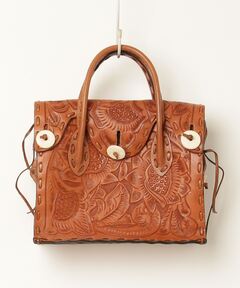 Carving Tribes 花柄エンボス ハンドバッグ Carving Tribes エンボス加工 花柄 トートバッグ グレー - メルカリ