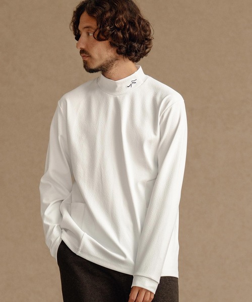 CALL&RESPONSE（コールアンドレスポンス）の「mlt5303-モックネック長袖PO-3Dジャガード カットソー（Tシャツ/カットソー・メンズ・ブラック/ホワイト・2/4/5）」の3枚目の写真