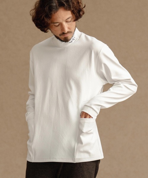 CALL&RESPONSE（コールアンドレスポンス）の「mlt5303-モックネック長袖PO-3Dジャガード カットソー（Tシャツ/カットソー・メンズ・ブラック/ホワイト・2/4/5）」の4枚目の写真