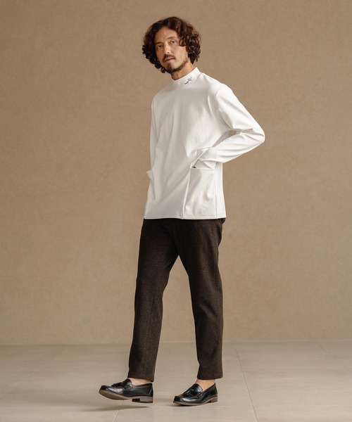 CALL&RESPONSE（コールアンドレスポンス）の「mlt5303-モックネック長袖PO-3Dジャガード カットソー（Tシャツ/カットソー・メンズ・ブラック/ホワイト・2/4/5）」の6枚目の写真