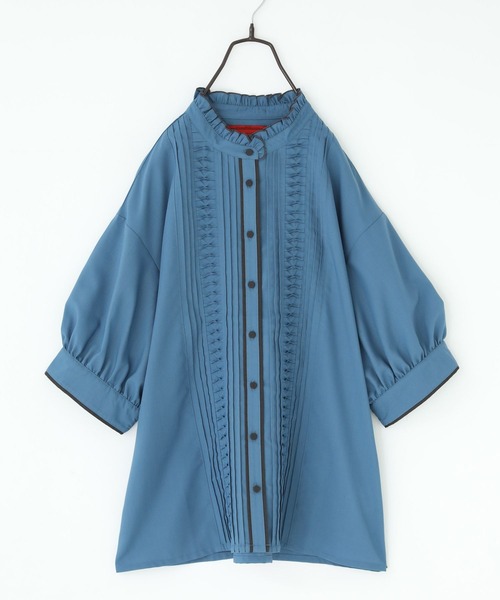 somari imagination（ソマリ イマジネーション）の「『ピンタック配色パイピングブラウス』（シャツ/ブラウス・レディース・ブルー/ブラック・2/1）」の8枚目の写真