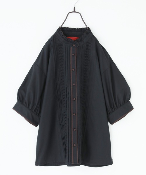 somari imagination（ソマリ イマジネーション）の「『ピンタック配色パイピングブラウス』（シャツ/ブラウス・レディース・ブルー/ブラック・2/1）」の10枚目の写真