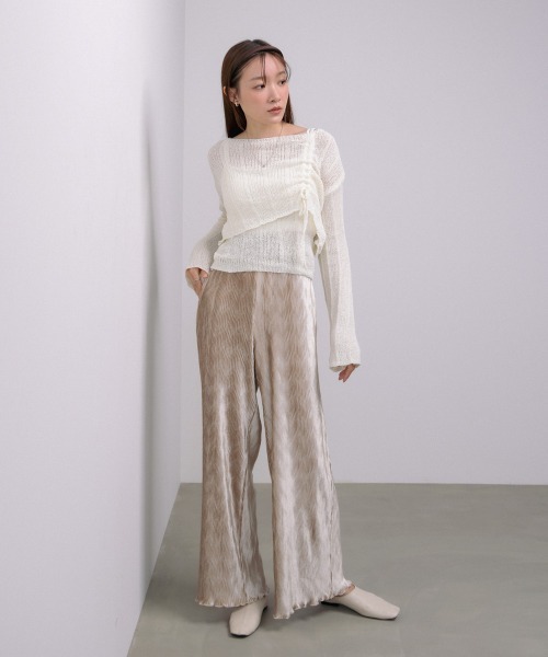 Bab(バブ)の「【S・Mサイズ展開】ベロアウェーブプリーツイージーパンツ(その他パンツ・レディース・ブラック/グレイッシュベージュ/ブラウン・S/M)」の9枚目の写真