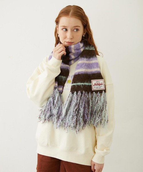 MILKFED.（ミルクフェド）の「STRIPED FRINGE STOLE（マフラー・レディース・オフホワイト/ブラック/ブラウン・ONE SIZE）」の13枚目の写真