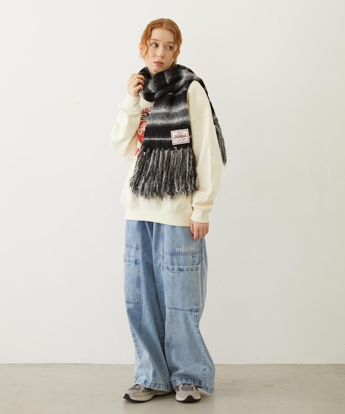 MILKFED.（ミルクフェド）の「STRIPED FRINGE STOLE（マフラー・レディース・オフホワイト/ブラック/ブラウン・ONE SIZE）」の21枚目の写真