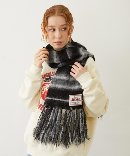 MILKFED.（ミルクフェド）の「STRIPED FRINGE STOLE（マフラー・レディース・オフホワイト/ブラック/ブラウン・ONE SIZE）」の16枚目の写真