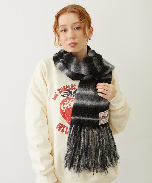 MILKFED.（ミルクフェド）の「STRIPED FRINGE STOLE（マフラー・レディース・オフホワイト/ブラック/ブラウン・ONE SIZE）」の17枚目の写真