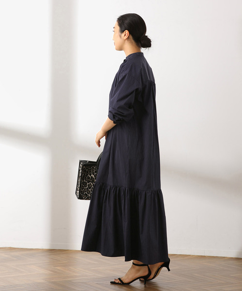 journal standard L'essage（ジャーナルスタンダードレサージュ）の「SIDOGRASストライプ/デシンマキシワンピース（ワンピース・レディース・ブラック/ダークブルー・FREE）」の8枚目の写真