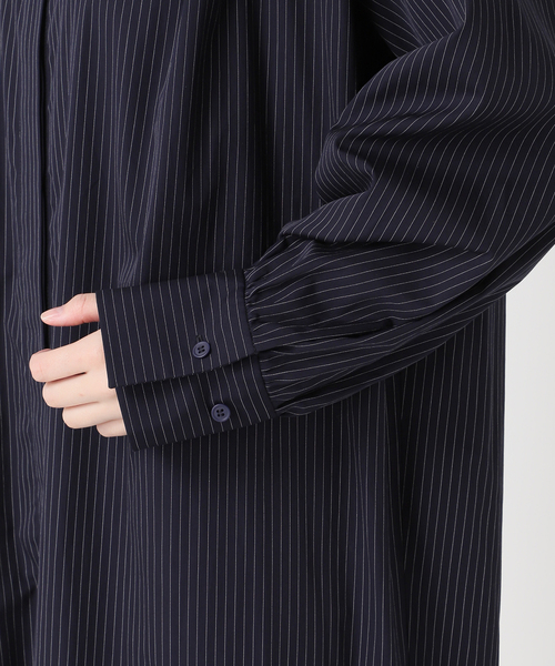 journal standard L'essage（ジャーナルスタンダードレサージュ）の「SIDOGRASストライプ/デシンマキシワンピース（ワンピース・レディース・ブラック/ダークブルー・FREE）」の18枚目の写真