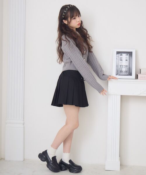 ems excite(エムズエキサイト)の「シャギー襟ケーブルカーディガン(ニット/セーター・レディース・ワインレッド/ダークグレー/ナチュラル・FREE)」の15枚目の写真