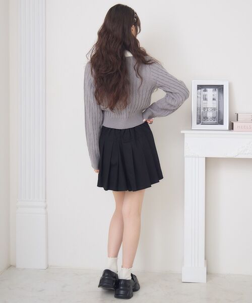 ems excite(エムズエキサイト)の「シャギー襟ケーブルカーディガン(ニット/セーター・レディース・ワインレッド/ダークグレー/ナチュラル・FREE)」の17枚目の写真