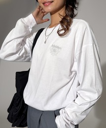 Candlestick（キャンドルスティック）の「ゆったり 着やすい モード フラワー ラメ刺繍 ロンT（Tシャツ/カットソー）」