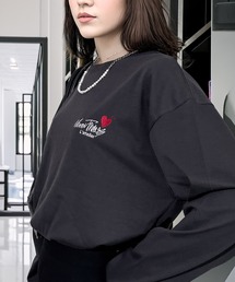 Candlestick（キャンドルスティック）の「ゆったり 着やすい モード フラワー ラメ刺繍 ロンT（Tシャツ/カットソー）」