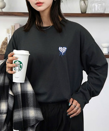 Candlestick（キャンドルスティック）の「ゆったり 着やすい モード フラワー ラメ刺繍 ロンT（Tシャツ/カットソー）」