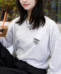 ゆったり 着やすい モード フラワー ラメ刺繍 ロンT