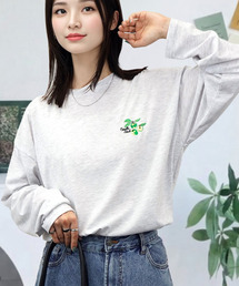 Candlestick（キャンドルスティック）の「ゆったり 着やすい モード フラワー ラメ刺繍 ロンT（Tシャツ/カットソー）」