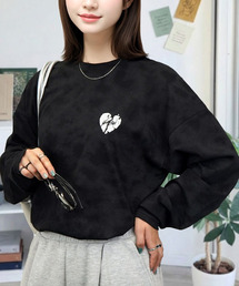 Candlestick（キャンドルスティック）の「ゆったり 着やすい モード フラワー ラメ刺繍 ロンT（Tシャツ/カットソー）」