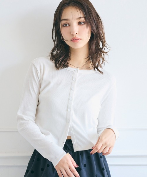 coca(coca)(コカ)の「リブラウンドヘムカーディガン(カーディガン/ボレロ・レディース・ブラック/グレー/ネイビー/ホワイト・S/M/L)」の8枚目の写真