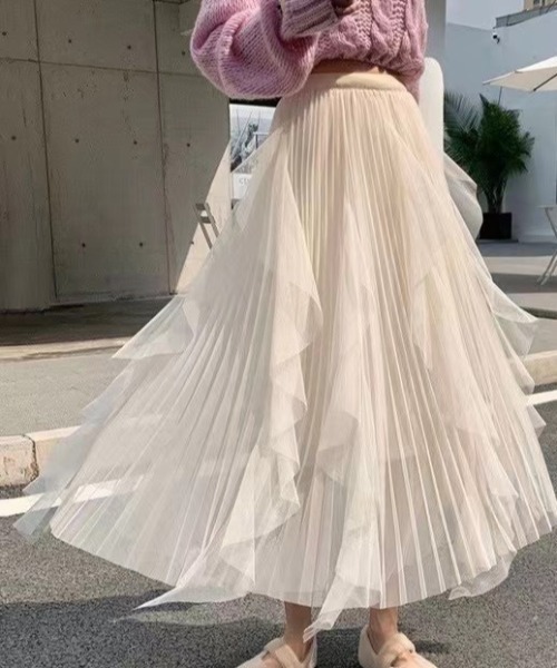 cammie(キャミー)の「ランダムチュールフレアスカート(スカート・レディース・アイボリー/ブラック・MEDIUM/LARGE)」の2枚目の写真