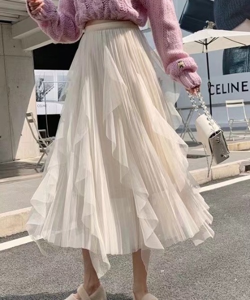 cammie(キャミー)の「ランダムチュールフレアスカート(スカート・レディース・アイボリー/ブラック・MEDIUM/LARGE)」の6枚目の写真