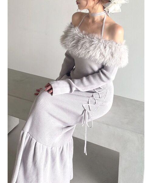 PHAZE III SE 15p 値下げしました セール】フェイクファートリムニットワンピース（ワンピース