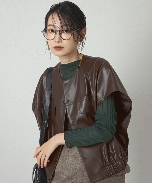 CAST:（キャストコロン）の「【着回し抜群】レザーライクジレ（ベスト・レディース・ブラック/ブラウン系その他5・S/M）」の11枚目の写真
