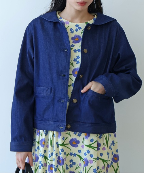 《early spring》8ozムラ糸デニム　セーラーブルゾン