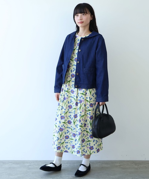 bulle de savon(ビュルデサボン)の「《early spring》8ozムラ糸デニム セーラーブルゾン(ブルゾン・レディース・ネイビー・FREE)」の3枚目の写真