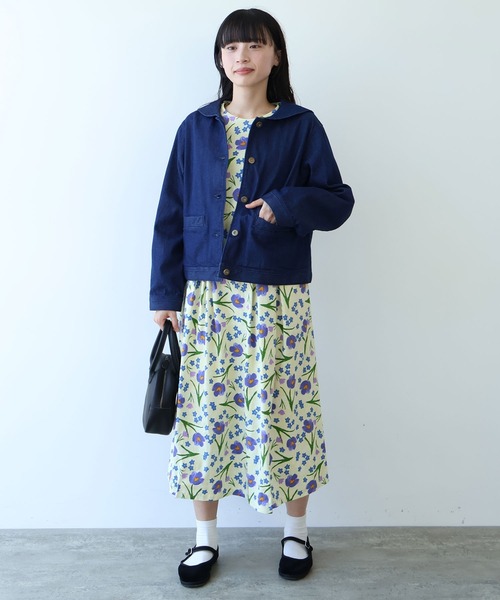 bulle de savon(ビュルデサボン)の「《early spring》8ozムラ糸デニム セーラーブルゾン(ブルゾン・レディース・ネイビー・FREE)」の6枚目の写真