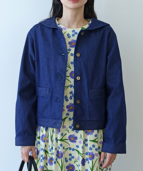 bulle de savon(ビュルデサボン)の「《early spring》8ozムラ糸デニム セーラーブルゾン(ブルゾン・レディース・ネイビー・FREE)」の2枚目の写真