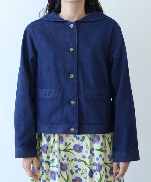 bulle de savon(ビュルデサボン)の「《early spring》8ozムラ糸デニム セーラーブルゾン(ブルゾン・レディース・ネイビー・FREE)」の8枚目の写真