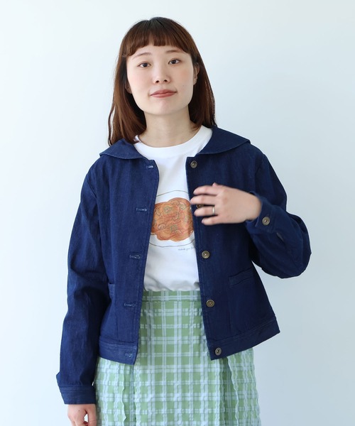 bulle de savon（ビュルデサボン）の「8ozムラ糸デニム　セーラーブルゾン（ブルゾン・レディース・ネイビー・FREE）」の22枚目の写真