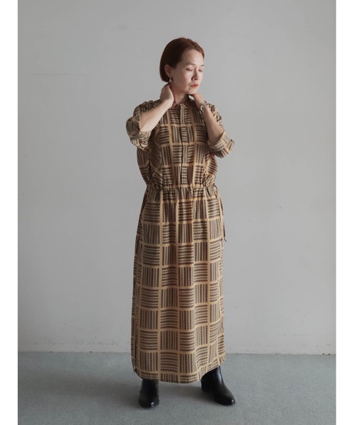 ヴィンテージスカーフプリントスタンドネックワンピース　フィルデフェール ヴィンテージスカーフPT スタンドネックワンピース | NOMBRE IMPAIR