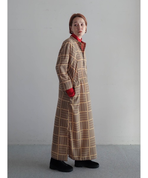 予約】ヴィンテージスカーフPT スタンドネックワンピース（ワンピース