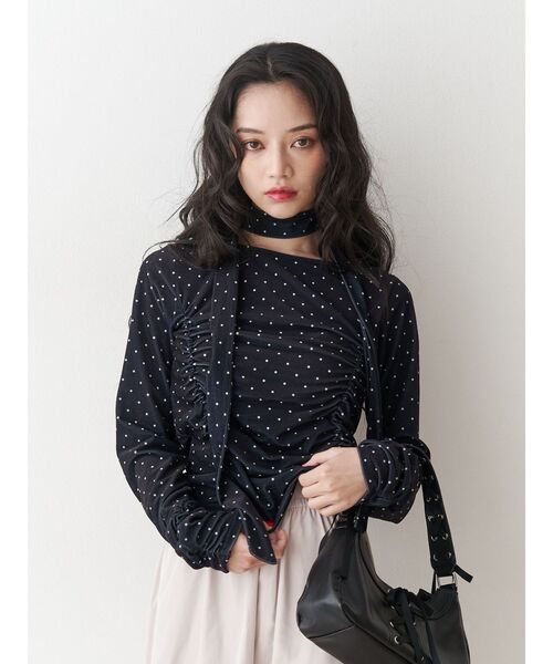 jouetie(ジュエティ)の「シアーベロアチョーカートップス(Tシャツ/カットソー・レディース・アイボリー/ブラック/レッド・MEDIUM)」の14枚目の写真