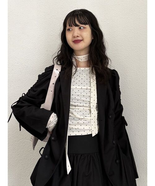 jouetie(ジュエティ)の「シアーベロアチョーカートップス(Tシャツ/カットソー・レディース・アイボリー/ブラック/レッド・MEDIUM)」の4枚目の写真