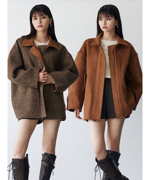 MURUA（ムルーア）の「リバーシブルミドルコート（テーラードジャケット・レディース・ブラウン/カーキ・FREE）」の2枚目の写真