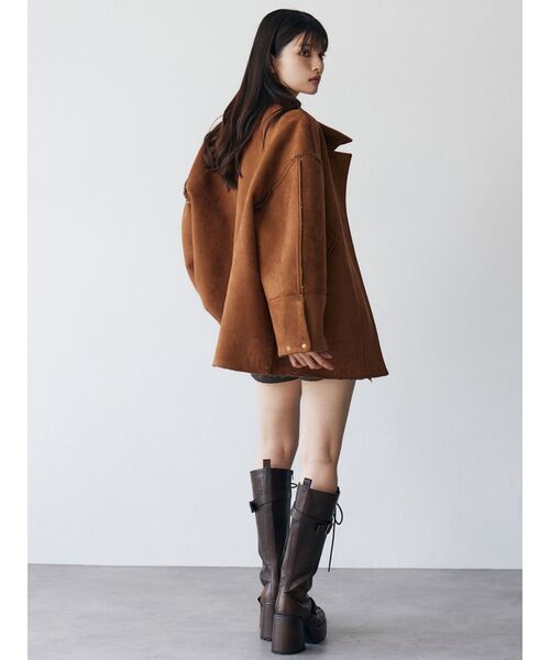 MURUA（ムルーア）の「リバーシブルミドルコート（テーラードジャケット・レディース・ブラウン/カーキ・FREE）」の3枚目の写真