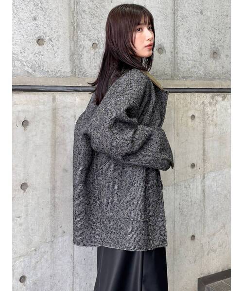 MURUA（ムルーア）の「リバーシブルミドルコート（テーラードジャケット・レディース・ブラウン/カーキ・FREE）」の5枚目の写真