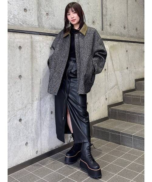 MURUA（ムルーア）の「リバーシブルミドルコート（テーラードジャケット・レディース・ブラウン/カーキ・FREE）」の6枚目の写真