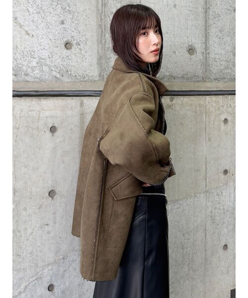 MURUA（ムルーア）の「リバーシブルミドルコート（テーラードジャケット・レディース・ブラウン/カーキ・FREE）」の8枚目の写真